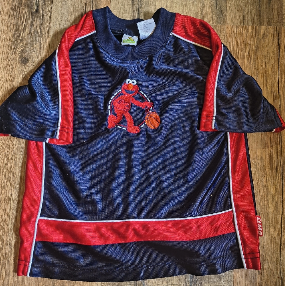 Sesame Street Blue and Red Jersey V-Neck Top